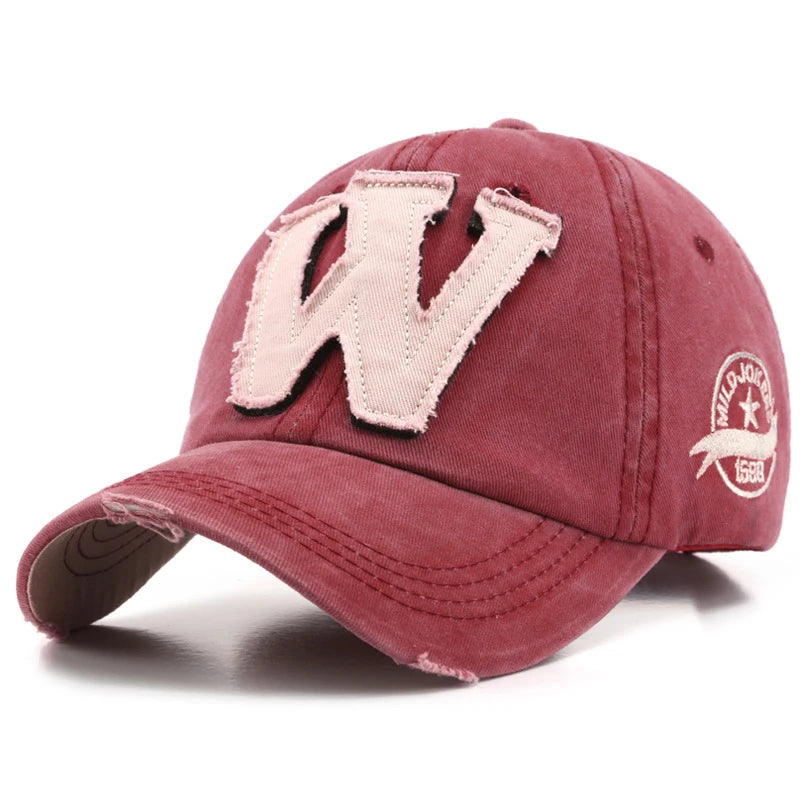 Women Men's Baseball Caps Letters W Embroidery Snapback Hip Hop Hat Adjustable Cotton Gorras Unisex Outdoor Casual Male Dad Hats
