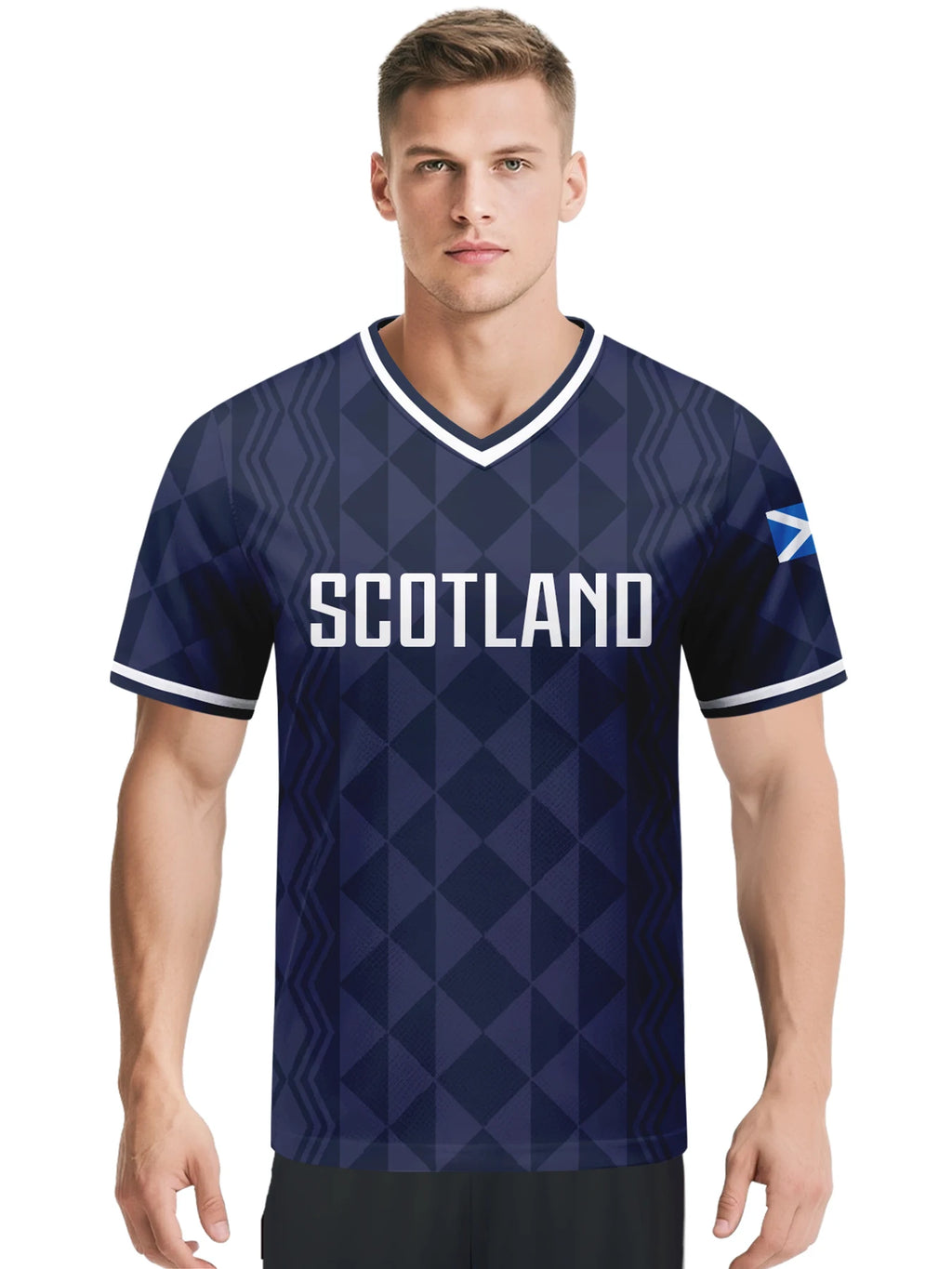 Personalized Scotland Soccer Jersey Custom Name Number V-neck Football National Team Shirt for Men Youth Women