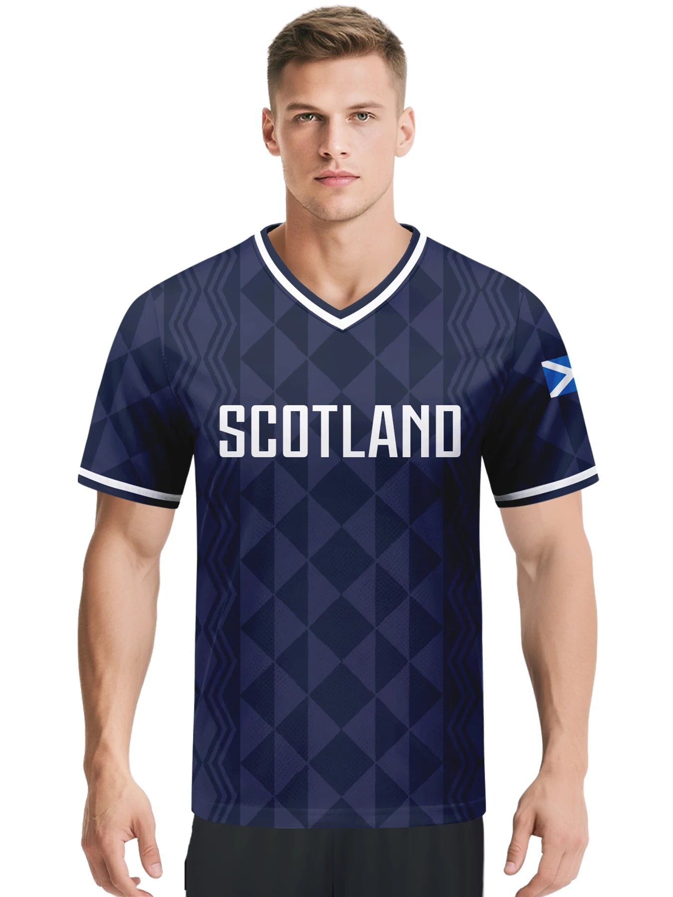Personalized Scotland Soccer Jersey Custom Name Number V-neck Football National Team Shirt for Men Youth Women
