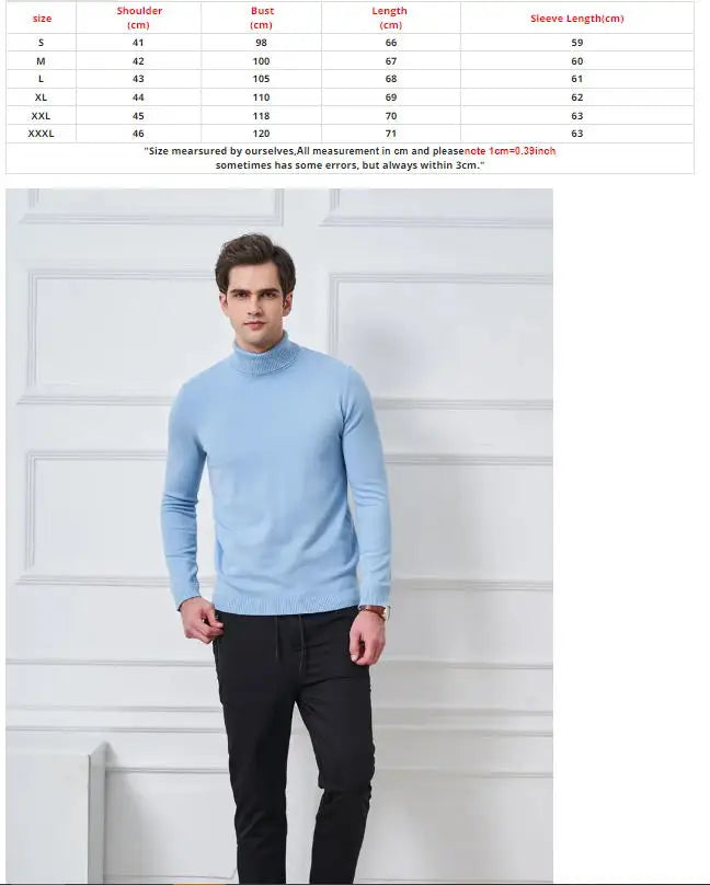 Cashmere Cotton Blend Turtleneck Men Sweater 2024 Autumn Winter Daily Basic Warm Knitted Pullover Man Casual Jumper Pull Homme