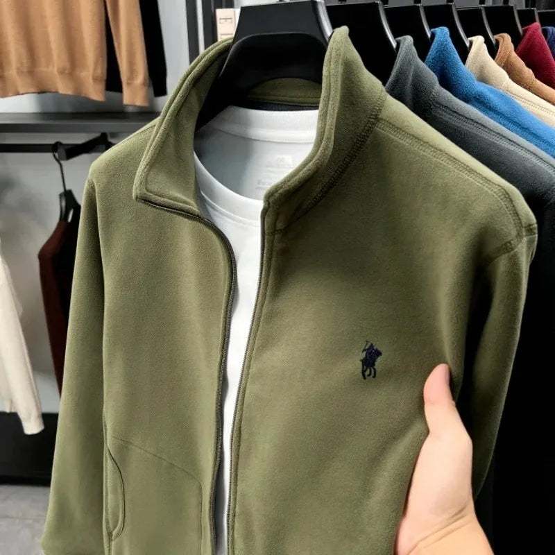 Luxury brand men's jacket winter thick plush warm pockets new coat fashion classic Paul embroidery zipper stand up collar top