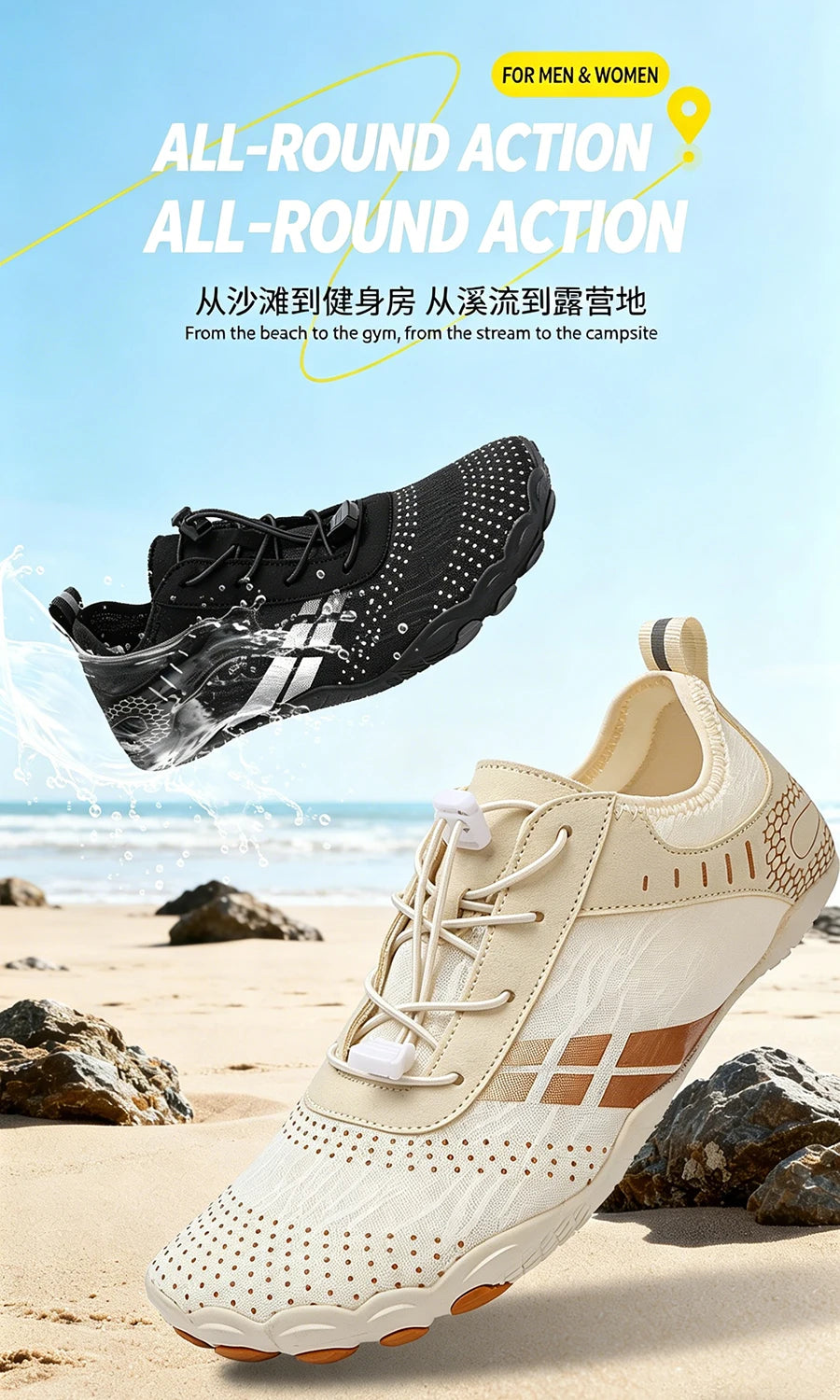 Beach Barefoot Shoes Men Quick-Drying Lightweight Swimming Diving Water Sports Shoes Women Fitness Yoga Upstream Wading Shoes