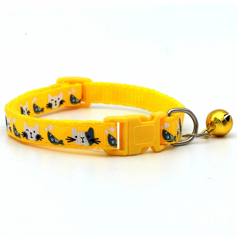 Collar Bell Colorful Cats Pattern Pet Accessories Dog Cat Adjustable Collars For Puppy Kitten DIY Small Animal