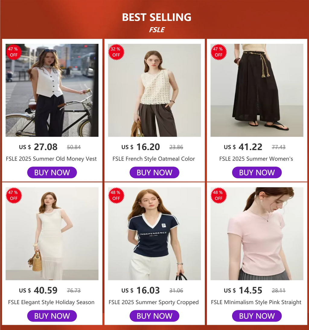 FSLE Summer Versatile Casual Commuting Printed Pattern Women T-Shirt 2024 Summer New Short Sleeve Female Top 24FS12274 24FS12348