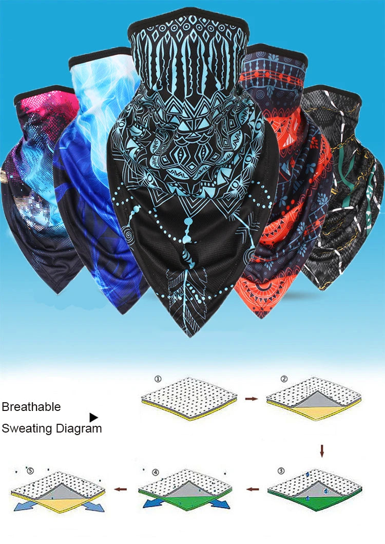 Sports Scarf for Cycling, Cooling Face Mask, Windproof Neck Gaiter, UV Protection Scarf for Beach, Fashion Bandana for Men Women
