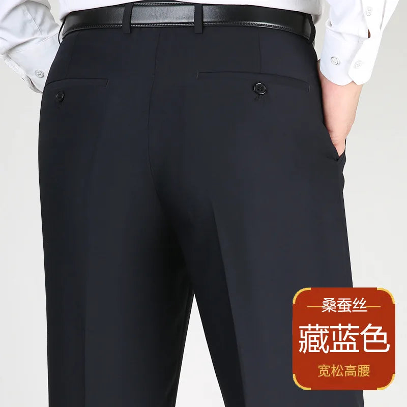 High Waist  Black Suit Pants man Formal Clothes For Men Clothing Thin Flat Khaki Dress Mens Trousers 2024 Summer 40 42