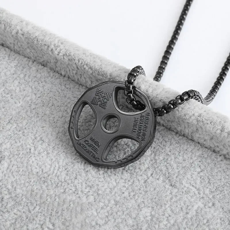 Domineering fitness handheld dumbbell barbell necklace pendant men's gym bodybuilding sports and leisure accessories