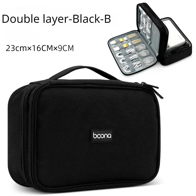Large Capacity Travel USB Gadget Cable Bag Headphone Storage Box Data Cable Storage Bag Hard Disk Charger Power Bank Organizer