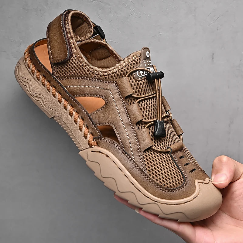 New Mens Sandals Summer Breathable Mesh Sandals Men Outdoor Casual Lightweight Beach Sandals Fashion Men Shoes Large Size 38-46