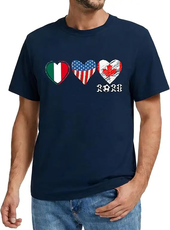 Soccer 2026 Shirts for Women Men USA Shorts Sleeve T-Shirt Football Themed Graphic Tee Top USA Canada Mexico Flags Jersey Gifts