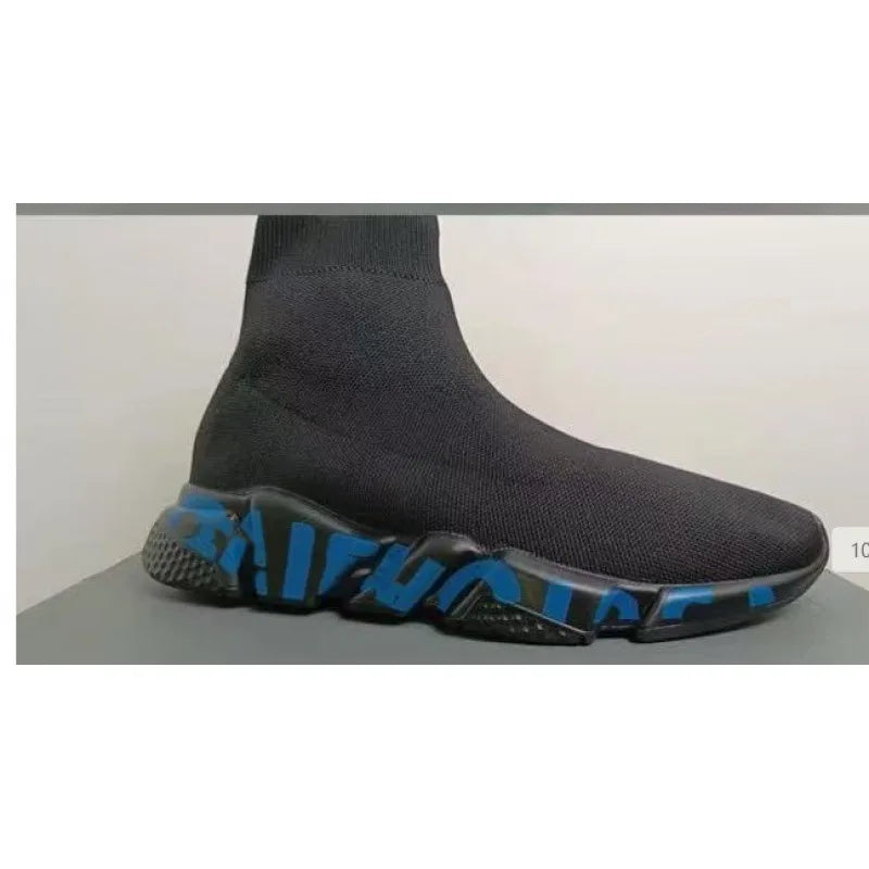 Paris High Top Knitted Boots Sporty Cushioned Dad Shoes Breathable Quick Dry Rubber Outsole Unisex Running Shoes
