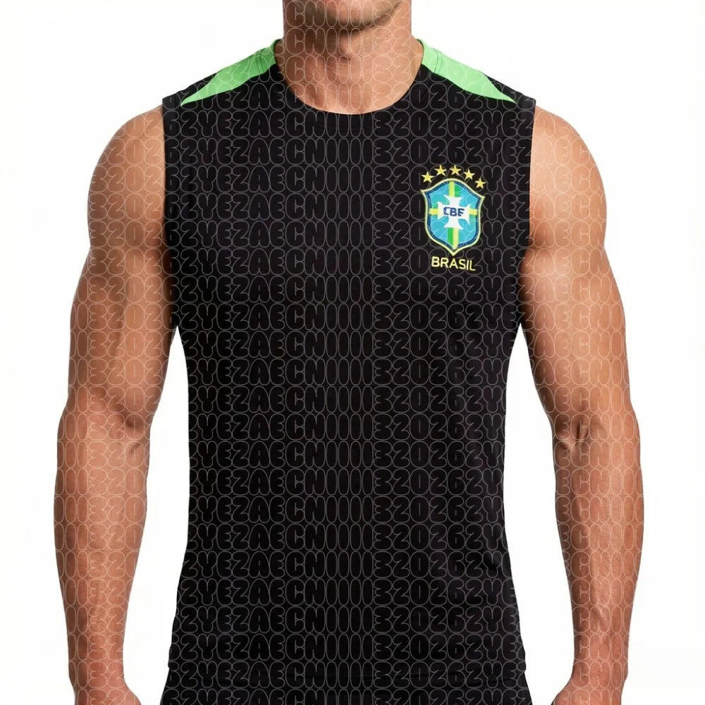 2026 Brazilian National Football Team Men's Sleeveless T-shirt 3D Printed Breathable Quick Drying Casual Tank Top FamilyMatching