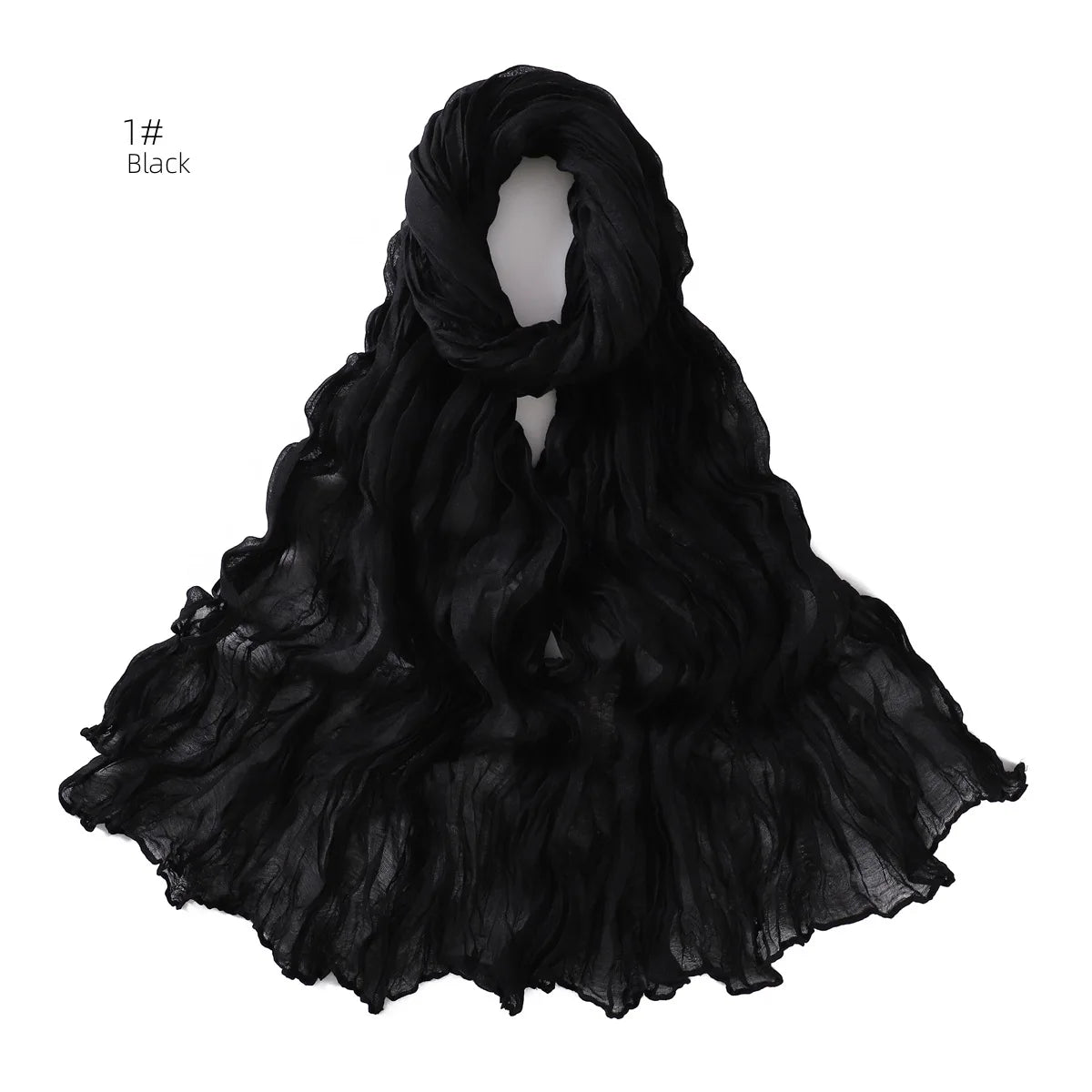 Crumpled Scarf For Women Girls Students Spring New Solid Color Cotton Voile Thin Scarves Soft Knitting Shawl Female Wrap Shawls