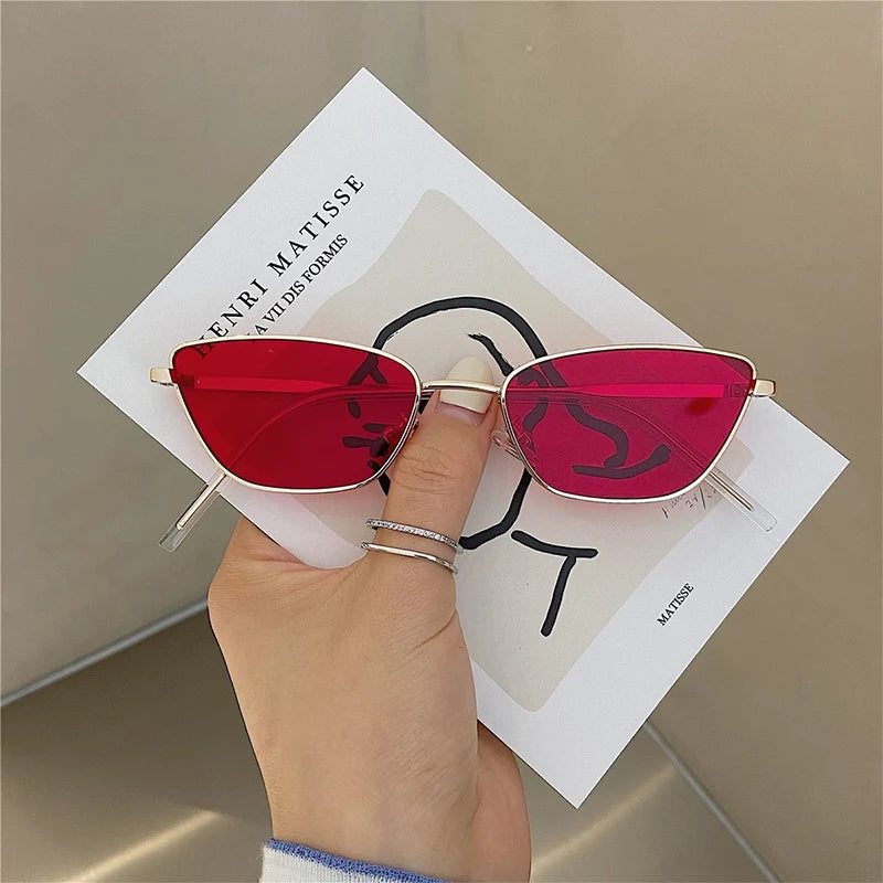 Women Slim Square Frame Ultra-light Sunglasses Vintage Black Silver Gold Frame Color Len Luxury Lenses Fashionable Accessories
