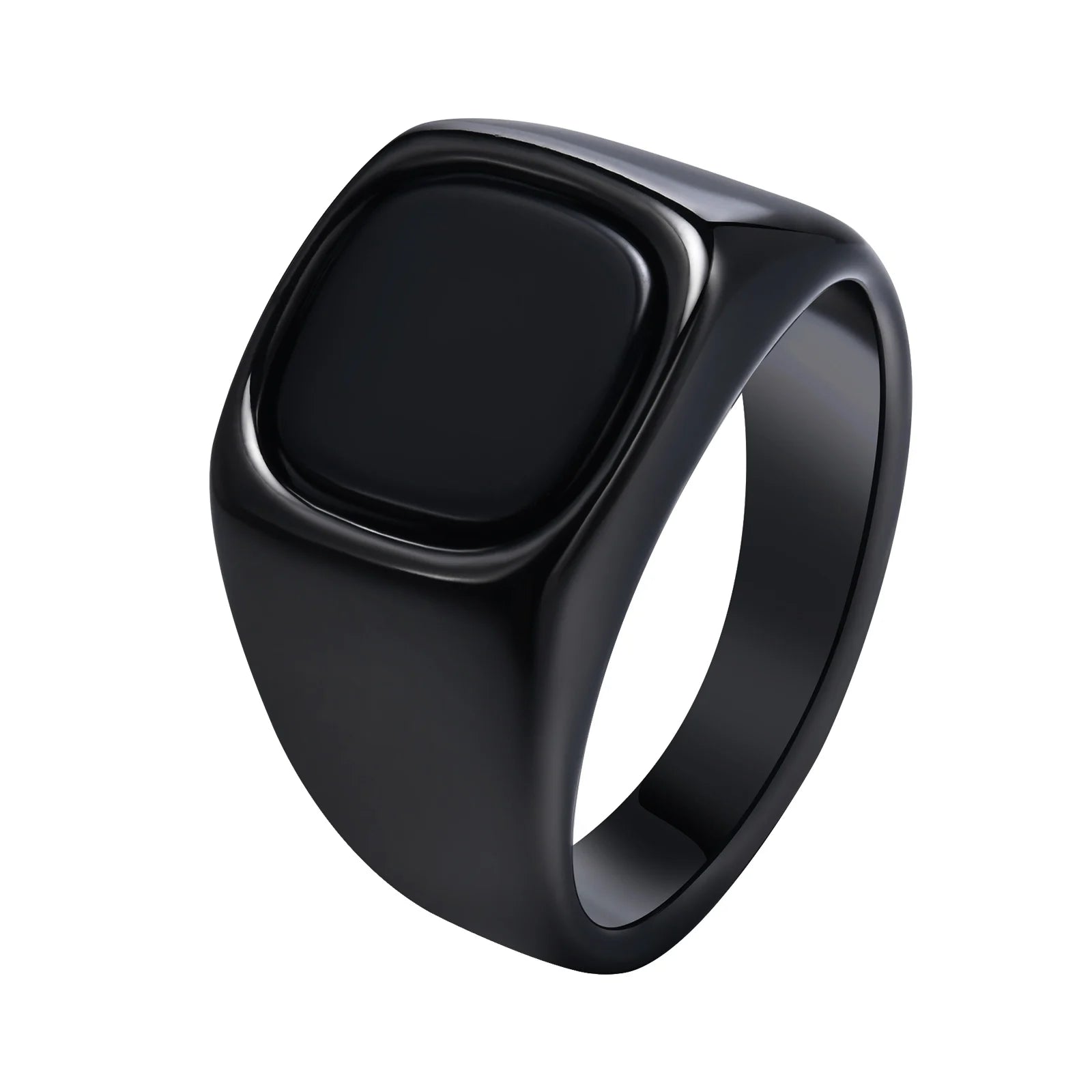 Stylish Square Natural Stone Ring for Men,Waterproof Stainless Steel Signet Ring,Birthday Party Gift for Him Dad