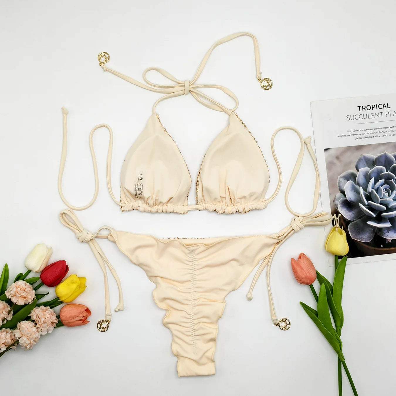 Circyy Sequins Bikini Set  Women Neck-mounted Lace Up Fashion Bathing Suit Two-piece Holiday Sexy Split Swimsuit Summer 2026 New