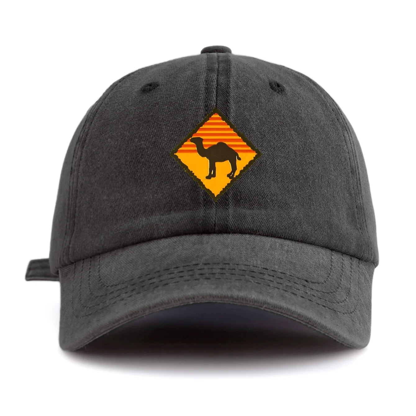 1pc CAMEL Print Washed Baseball Cap for Adults,Minimalist Retro Style Casual Soft Adjustable Dad Hat, Perfect As Gift