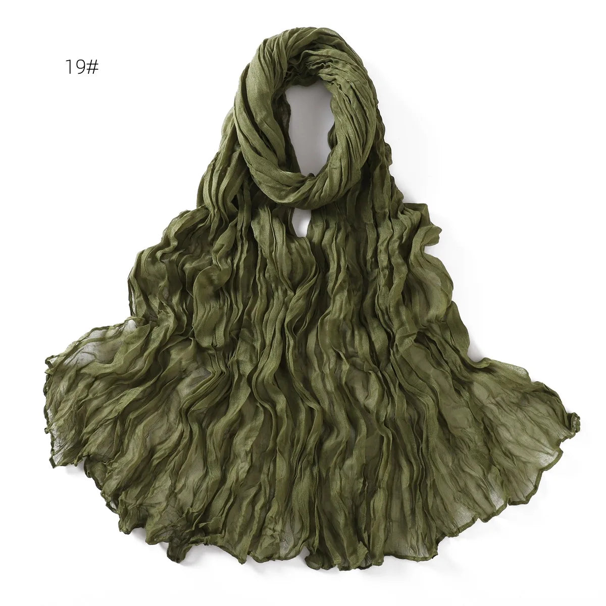 Crumpled Scarf For Women Girls Students Spring New Solid Color Cotton Voile Thin Scarves Soft Knitting Shawl Female Wrap Shawls