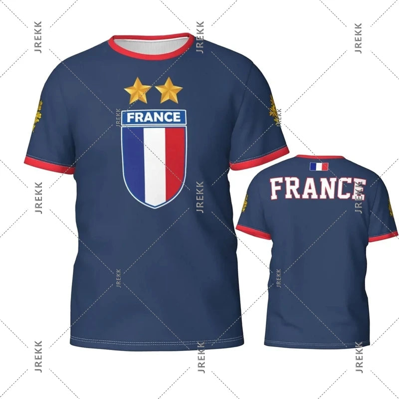 France Football Jersey T-shirt Men Women French Flag Emblem 3D Print Sport T Shirts Summer Fashion Street Trend Short Sleeve Top