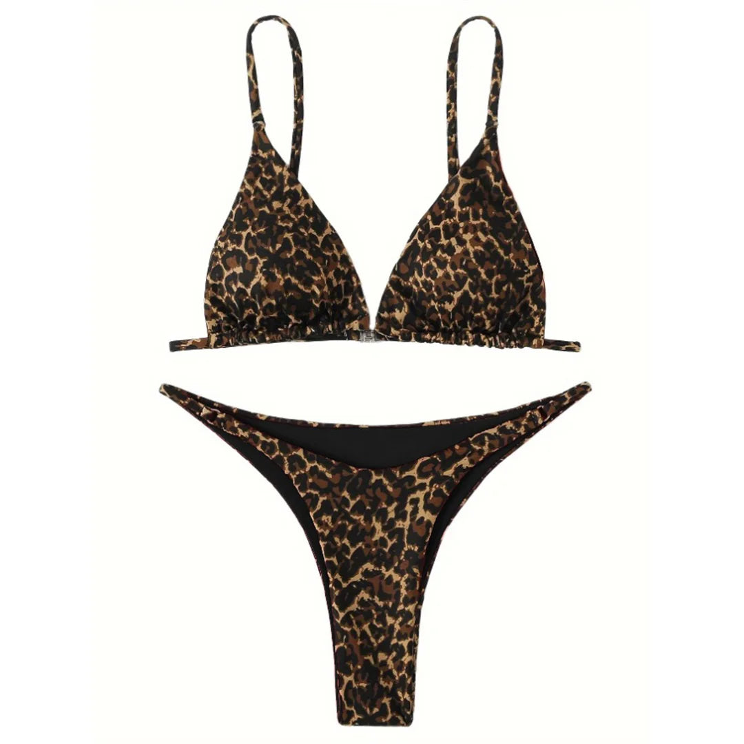 XS - L Sexy Leopard Brazilian Bikini Swimsuit Female Swimwear Women Two-pieces Bikini set Bather Bathing Suit Swim Wear V1149