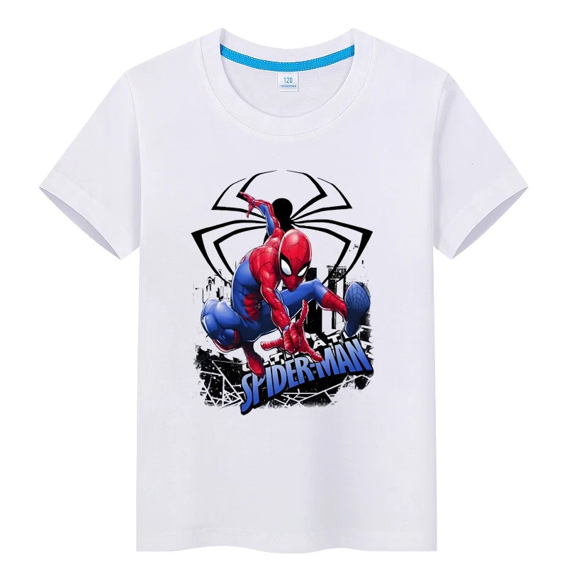 Kid's Iron Man Spider Man Retro T-shirt Printed Casual Harajuku Aesthetics Neutral Theme Superhero Fan Artwork Clothing