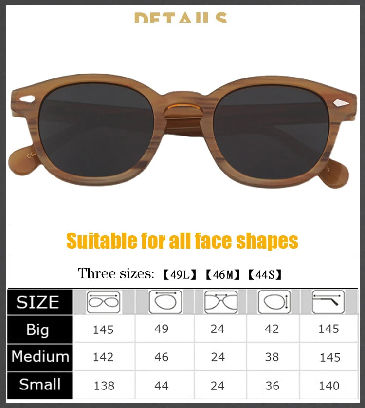 Johnny Depp Sunglasses Man Polarized Sun Glasses Luxury Brand Vintage Acetate Frame Blue Night Vision Goggles Woman
