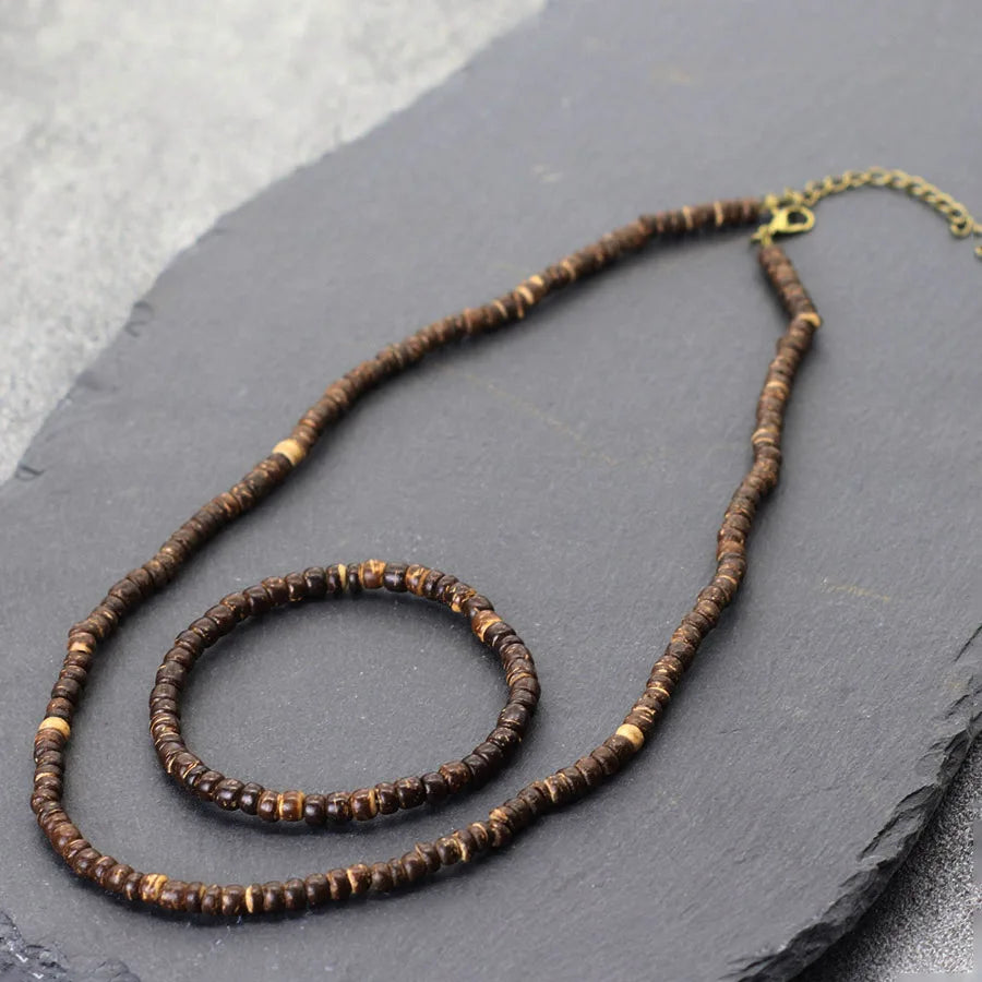 New 5 Styles 2Pcs/Set Natural Coconut Beads Necklace Men Meditation Healing Collar Cool Riding Neck Accessories Father Day Gift