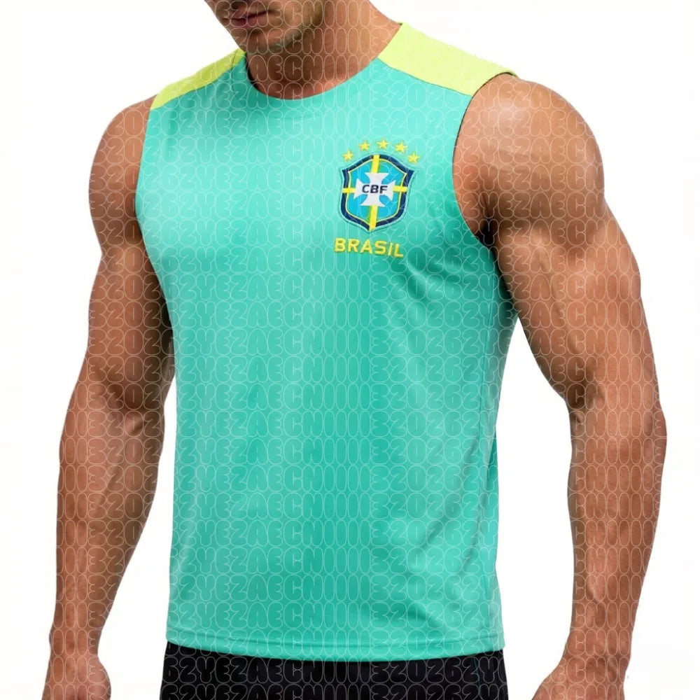2026 Brazilian National Football Team Men's Sleeveless T-shirt 3D Printed Breathable Quick Drying Casual Tank Top FamilyMatching