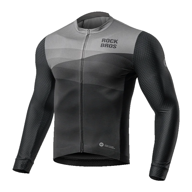 ROCKBROS Spring Summer Cycling Jersey Long Sleeves Lightweight High Elastic Breathable Fast Dry Shirt Men MTB Cycling Clothing