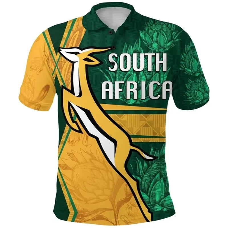 South Africa Map Flag 3D Printed Short Sleeve Polo Shirts For Men Clothes Fashion Springbok POLO Shirt Sport Boy Jersey Male Top