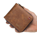 Men's Vintage Short Wallet - Trifold Zipper Coin Purse, Casual Buckle Waist Chain Money Bag, Zero Wallet for Students & Dad Gift