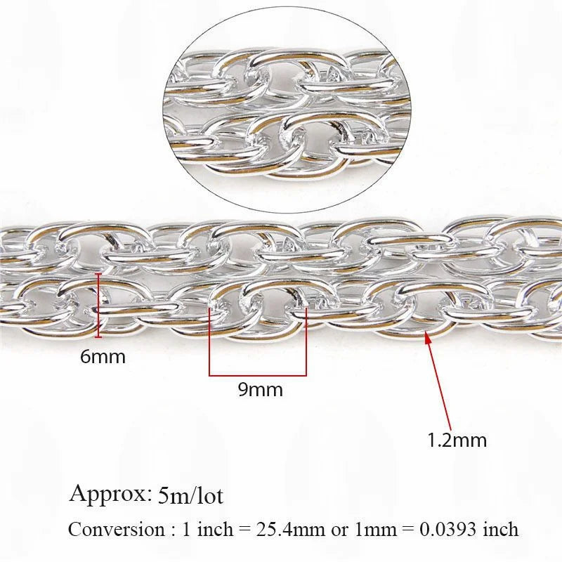 5 Meters Aluminum KC Gold Oval Shape Chains Bulk Fit Bracelets Findings Open Link Chain For DIY Fashion Jewelry Making Bag Parts