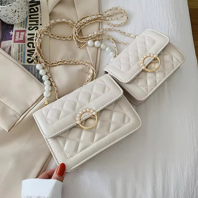 Summer Mini Small Handbags New Tide Pearl Chain Bags Women's Bag Versatile White Single Shoulder Crossbody Handbag