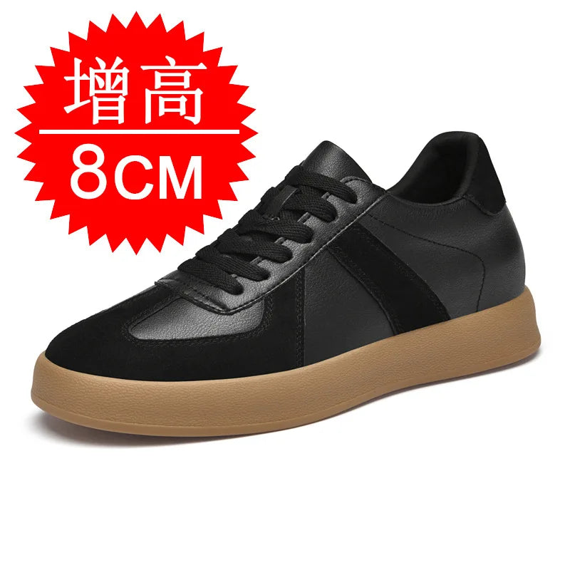 Man Vintage Elevator Shoes Height Increase Insole 8cm Taller Lift Sneakers Shoes Men Leisure Fashion Sports White Shoes