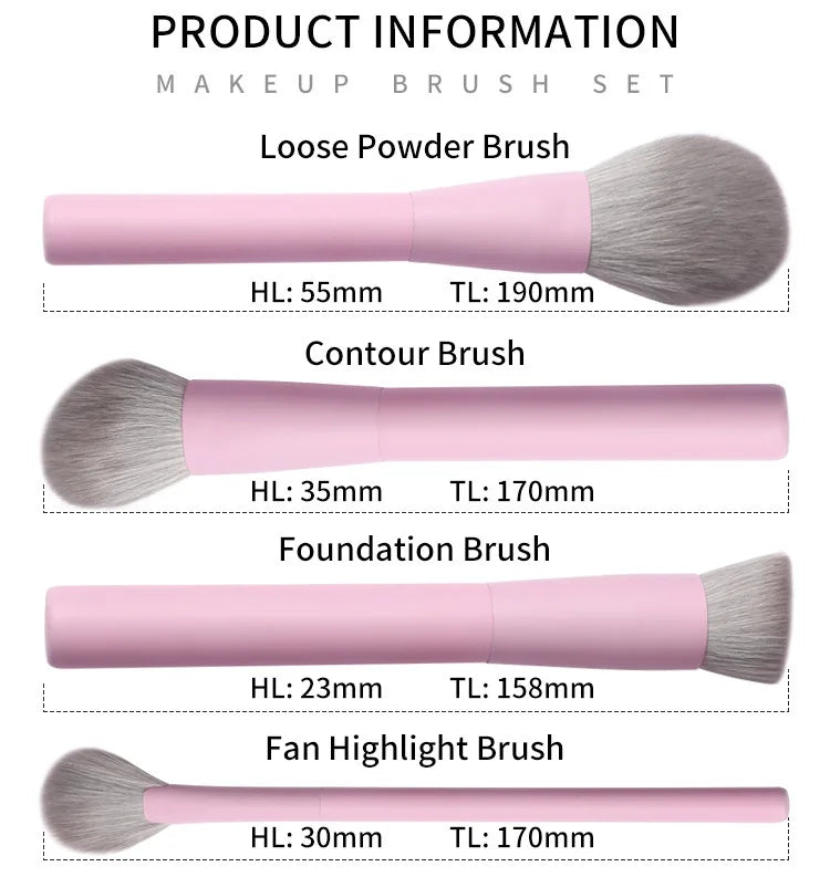 Purple Pink Makeup Brushes Set Synthetic Hair Vegan Brush 8 Pcs Beauty Tool For Foundation Eye Shadows Blending Powder Cosmetic