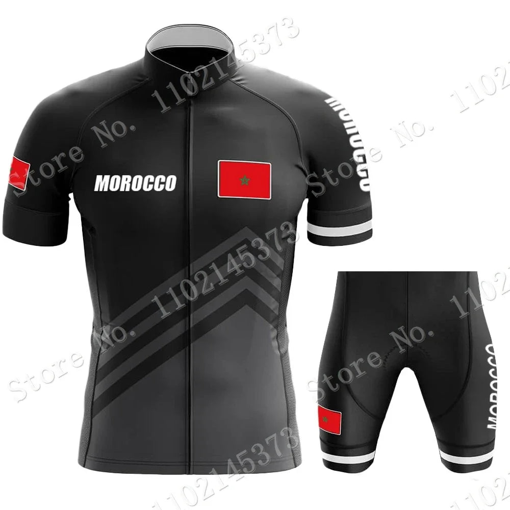 Morocco National Team 2024 Cycling Jersey Set Summer Cycling Clothing Road Bike Shirts Suit Bicycle bib Shorts MTB Maillot