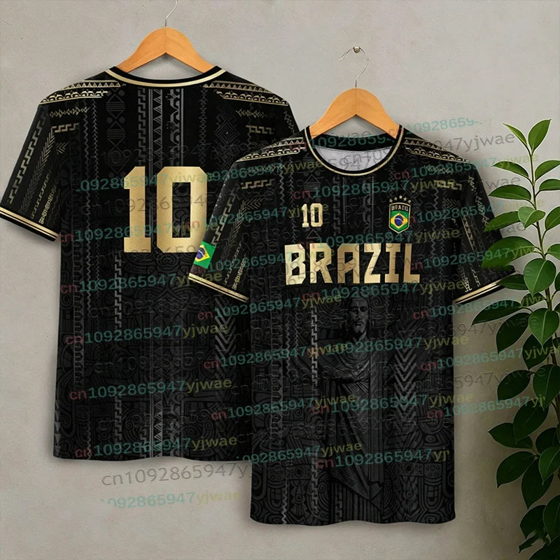 Brazilian Football Jersey Pattern T-Shirt For Men Women 3D Printed TShirts Fashion Round Neck Casual Short Sleeve Loose Tees Top