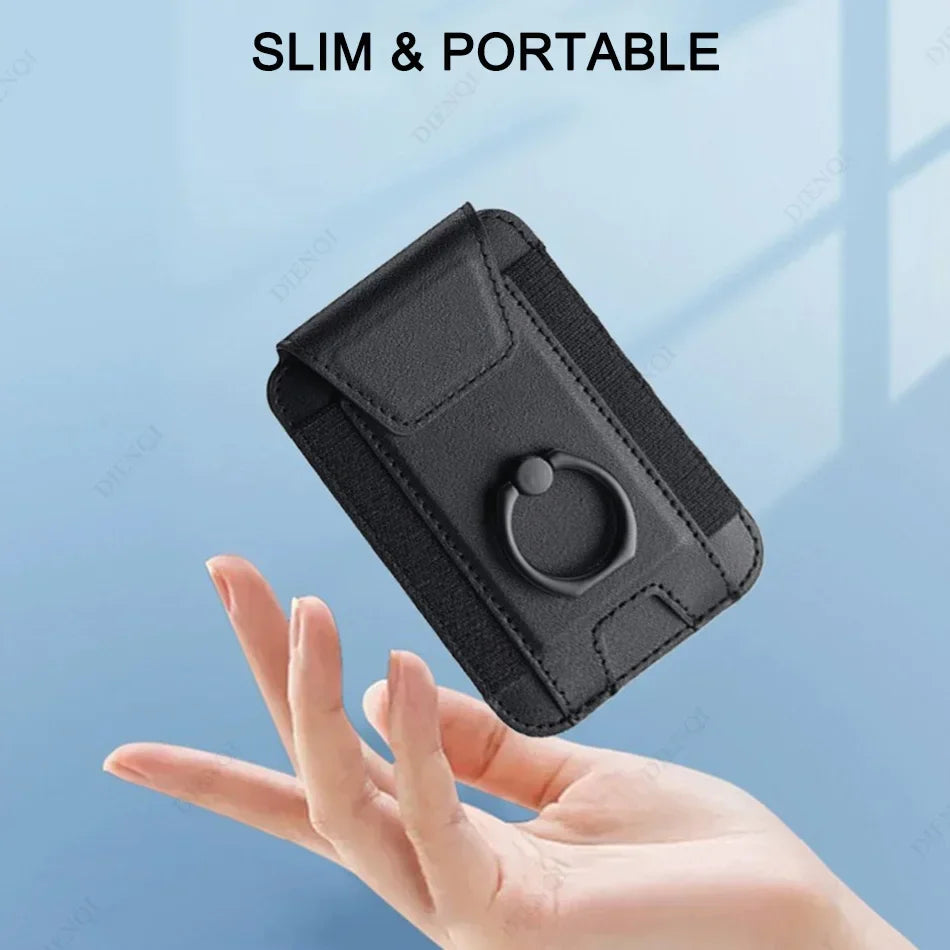 Magnetic Phone Case Slim Wallet Pu Leather Ring Phone Stand Men Women Magnet Credit Card Holder for Iphone 12 13 14 15 16 Pro