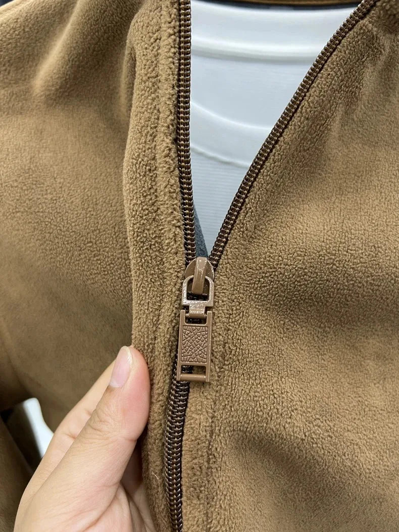 Luxury brand men's jacket winter thick plush warm pockets new coat fashion classic Paul embroidery zipper stand up collar top