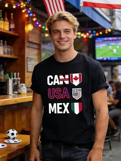 Soccer 2026 Shirts for Women Men USA Shorts Sleeve T-Shirt Football Themed Graphic Tee Top USA Canada Mexico Flags Jersey Gifts