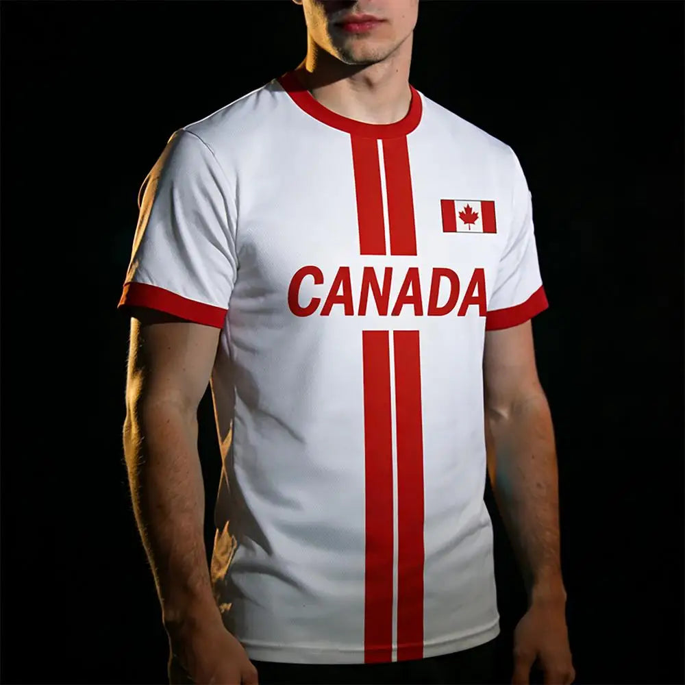 2026 New Canada Flag Printed Men's Football Jersey Breathable Outdoor Sports Training Tee Breathable Men's Women's Casual Top