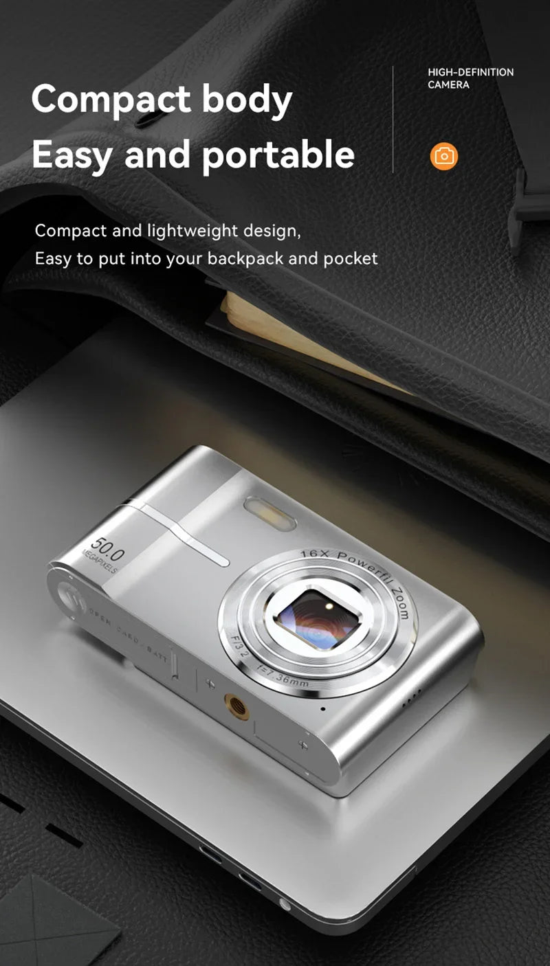4K Digital Camera 50MP 16X Student Camera Outdoor Anti-Shake Digital Video Camera Flash Video Recorder Small Video Camera