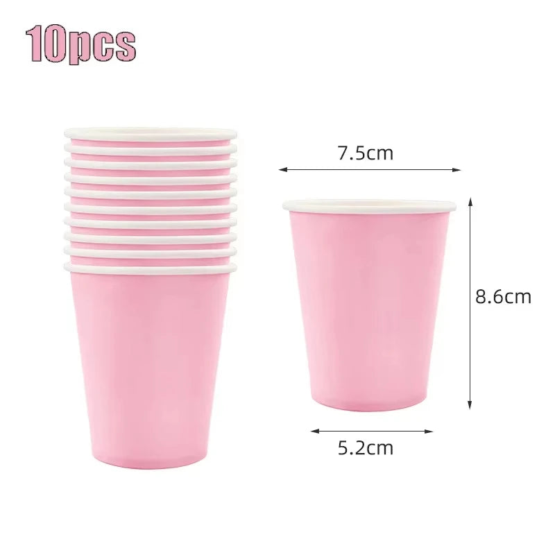 Pink Party Supplies Dinnerware Disposable Set Napkin Cup Plate Knife Fork SpoonTablecloth for Baby Shower Wedding Birthday Party
