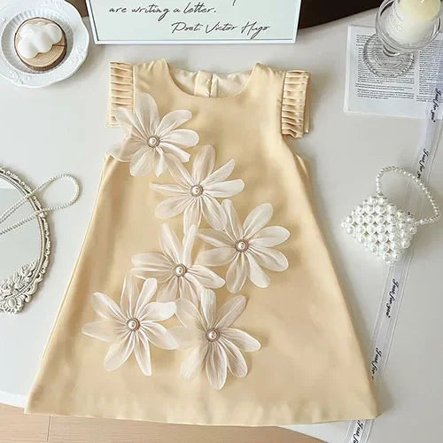 2025 New Summer Baby Girl Party Dress Sleeveless Cotton Solid Color Sister Clothing  2-7Yrs Kids Princess Dresses