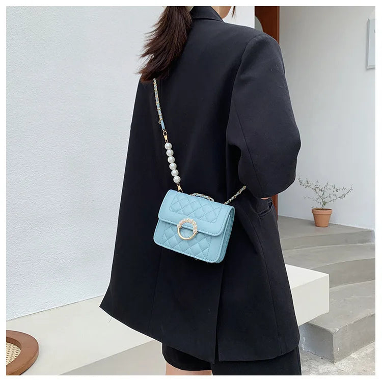 Summer Mini Small Handbags New Tide Pearl Chain Bags Women's Bag Versatile White Single Shoulder Crossbody Handbag