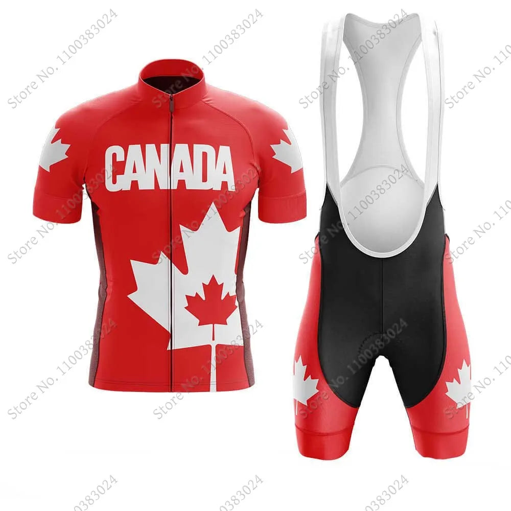 2024 Canada National Team Cycling Jersey Set Summer Maple Leaf Clothing Road Bike Shirts Suit Bicycle bib Shorts MTB Ropa