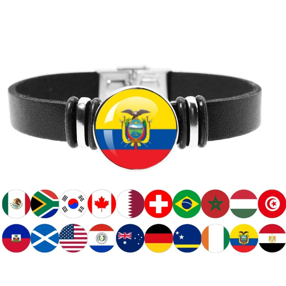 National Flag Bracelet Swiss Mexico Brazil Haiti Australia Germany Watch Strap Leather Bracelet Bangle Fashion Party Jewelry Gif