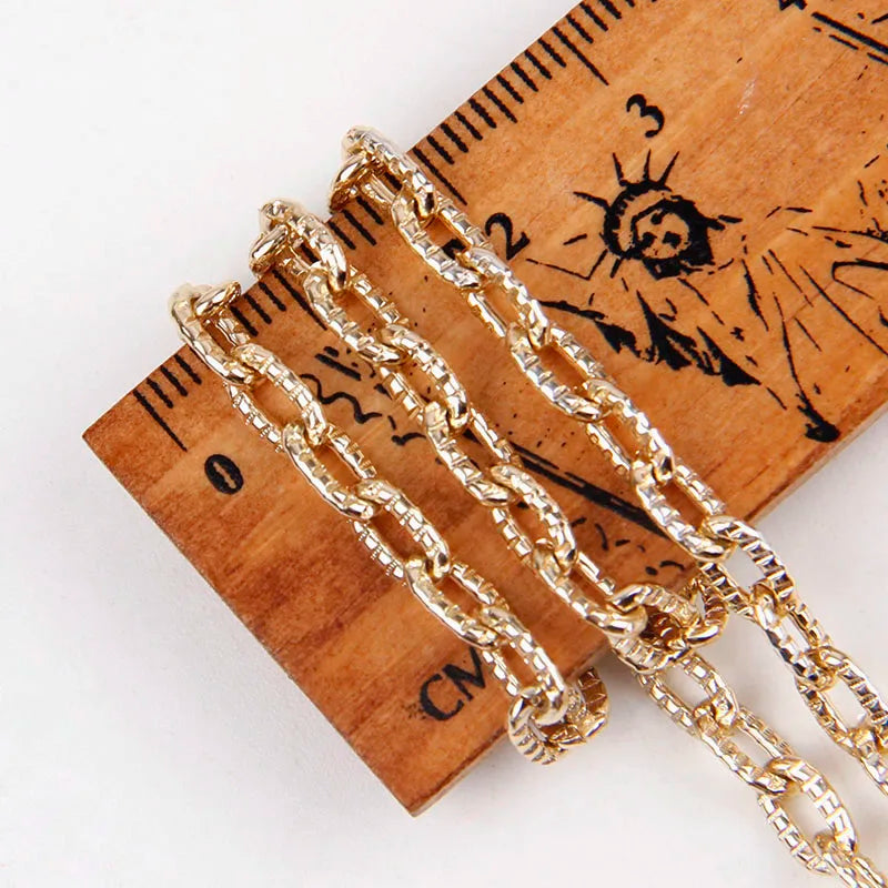 5 Meters Aluminum KC Gold Oval Shape Chains Bulk Fit Bracelets Findings Open Link Chain For DIY Fashion Jewelry Making Bag Parts