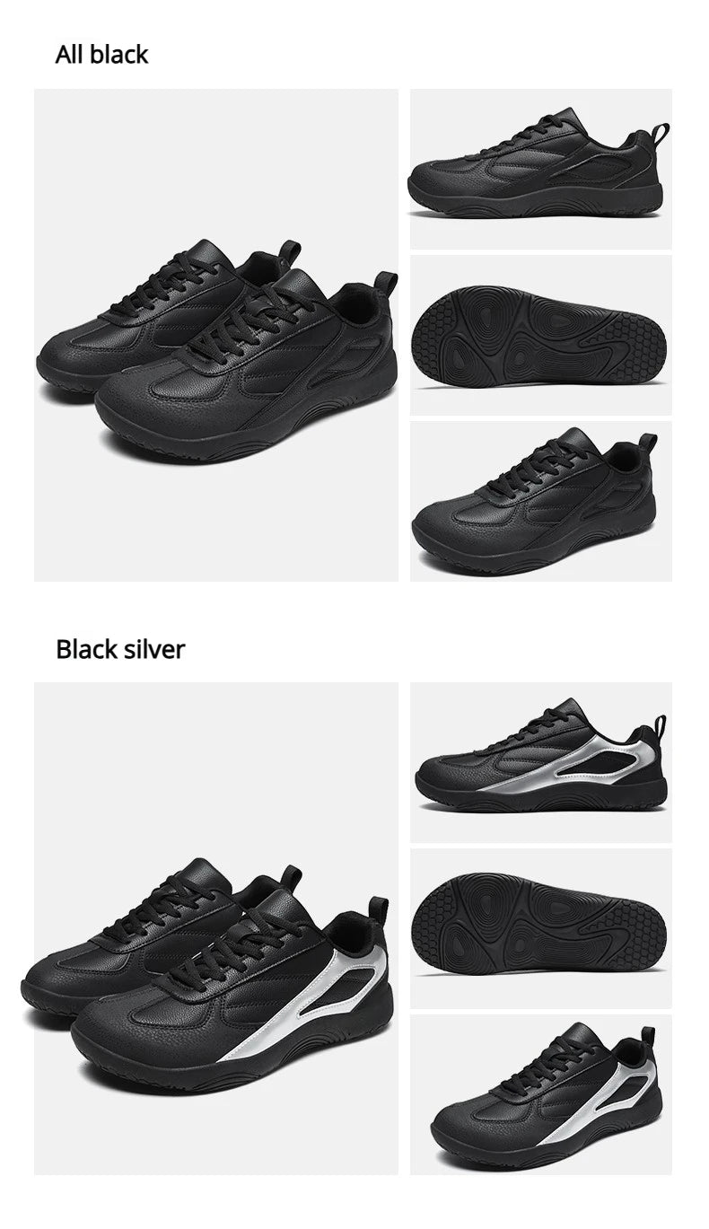 Men's Sports Shoes New Low Heel Round Toe Flat Heel Leather Surface Breathable and Comfortable Lace-up Couple's Style