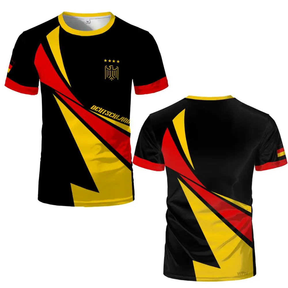 Germany National Flag Print Soccer Jersey Men Women Patriotic Sport T-Shirt  Summer Outdoor Sports Quick-Drying T-Shirt